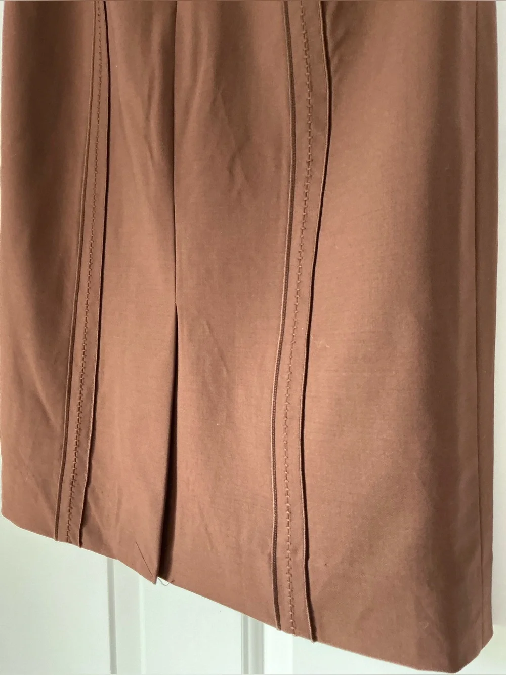Carlisle Wool Brown Tailored Straight Pencil Skirt 2